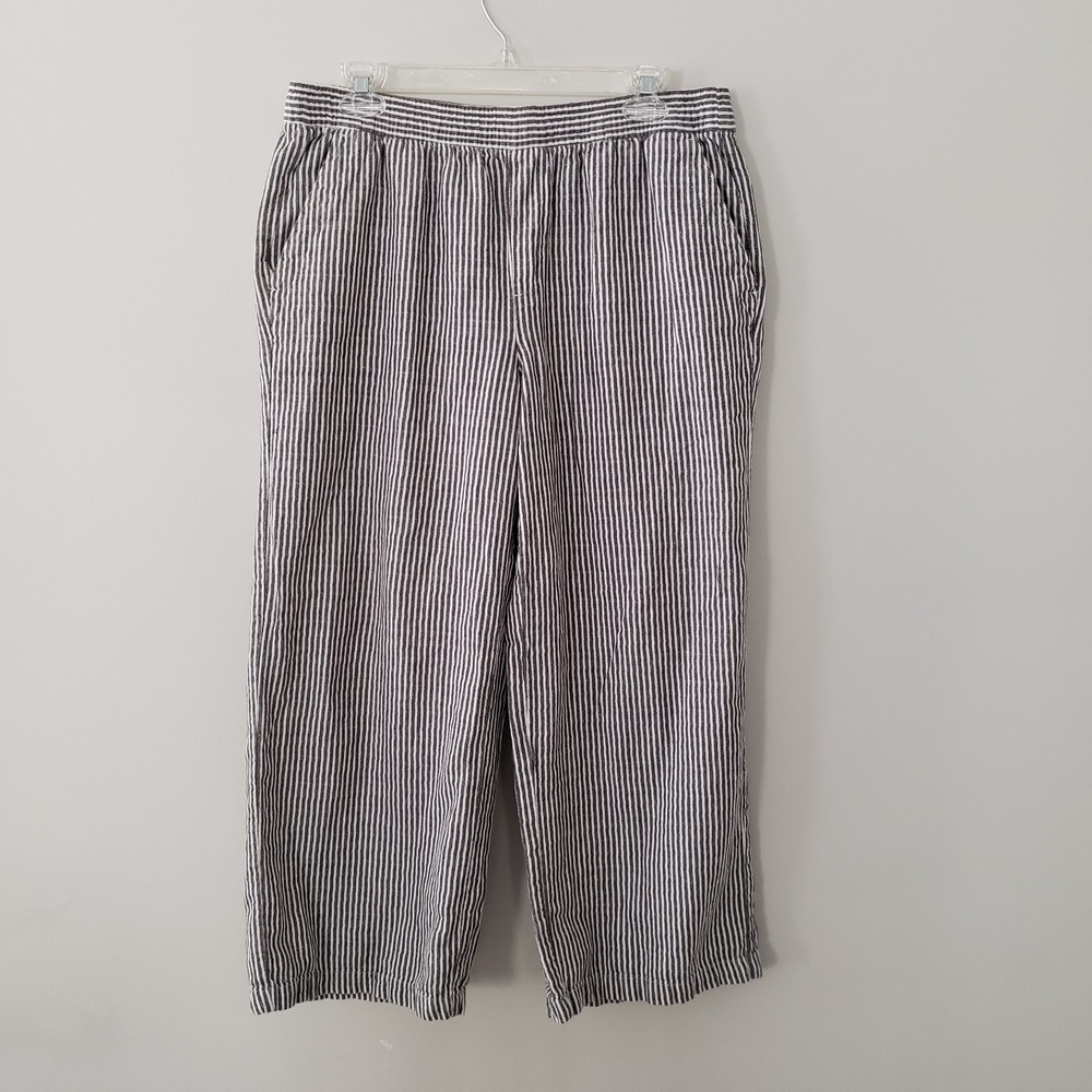 Old Navy Womens‎ Linen Cotton Blend Cropped Striped Pants MEDIUM Coastal Beachy